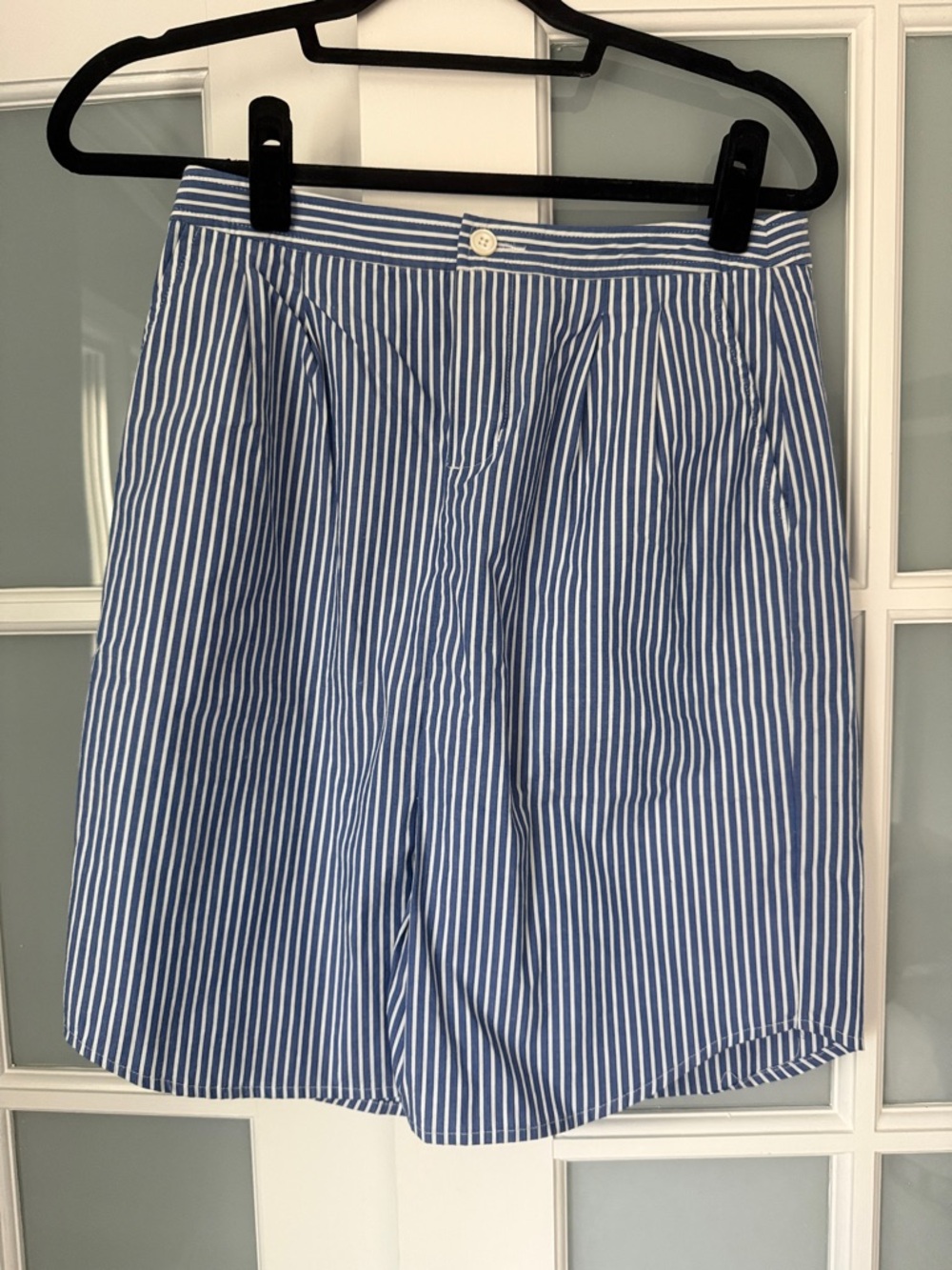 Banana Republic Blue and White Striped Button-Front Skirt